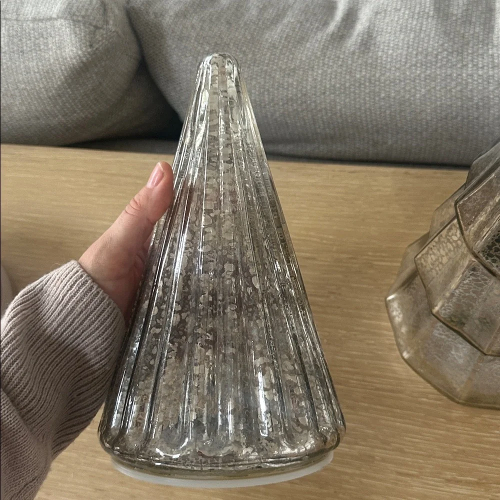 Mercury Glass LED Silver Tree, Set Of 4 battery light up glow